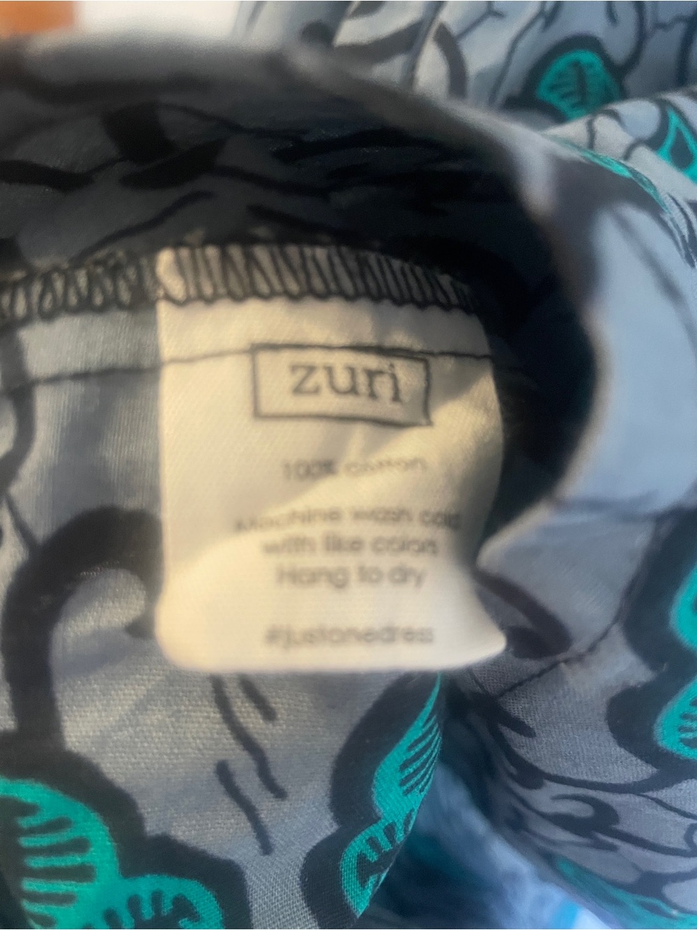 Zuri Kenya 100% Cotton Sleeveless Teal Floral Dress - Picture 7 of 7